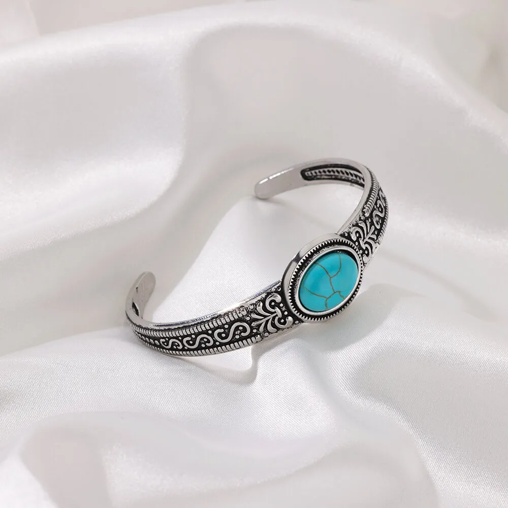 Elegant Stainless Steel Opal Cuff Bracelet