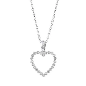 Eternaldia 14K White Gold 0.10 Cttw Conflict Free Diamond Open Heart Pendant Necklace (I-J Color, I2-I3 Clarity), Chain 18 inch