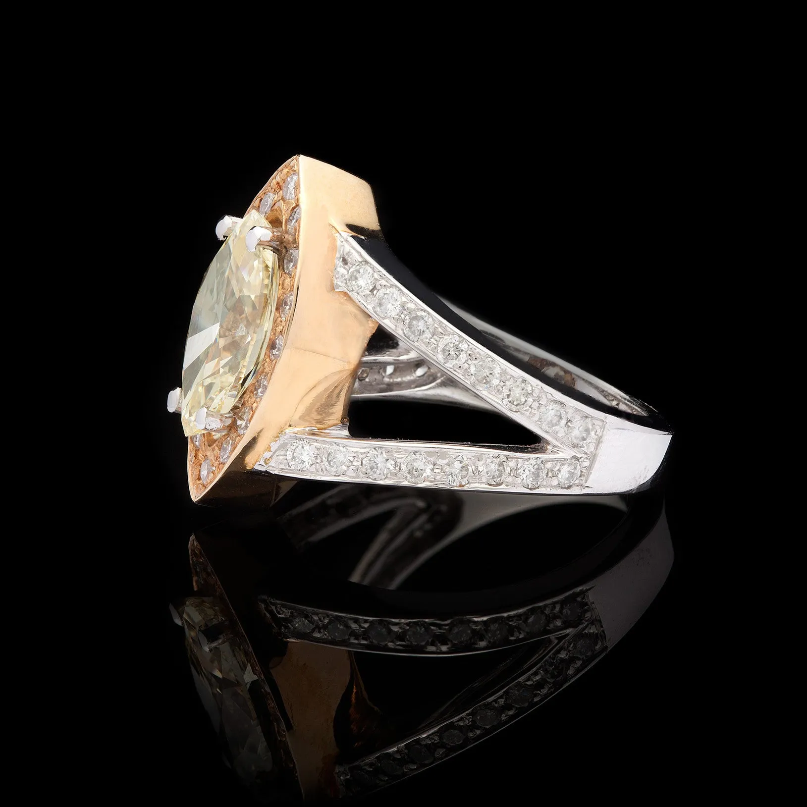 Fancy Yellow 2.01 Carat Marquise Diamond Ring