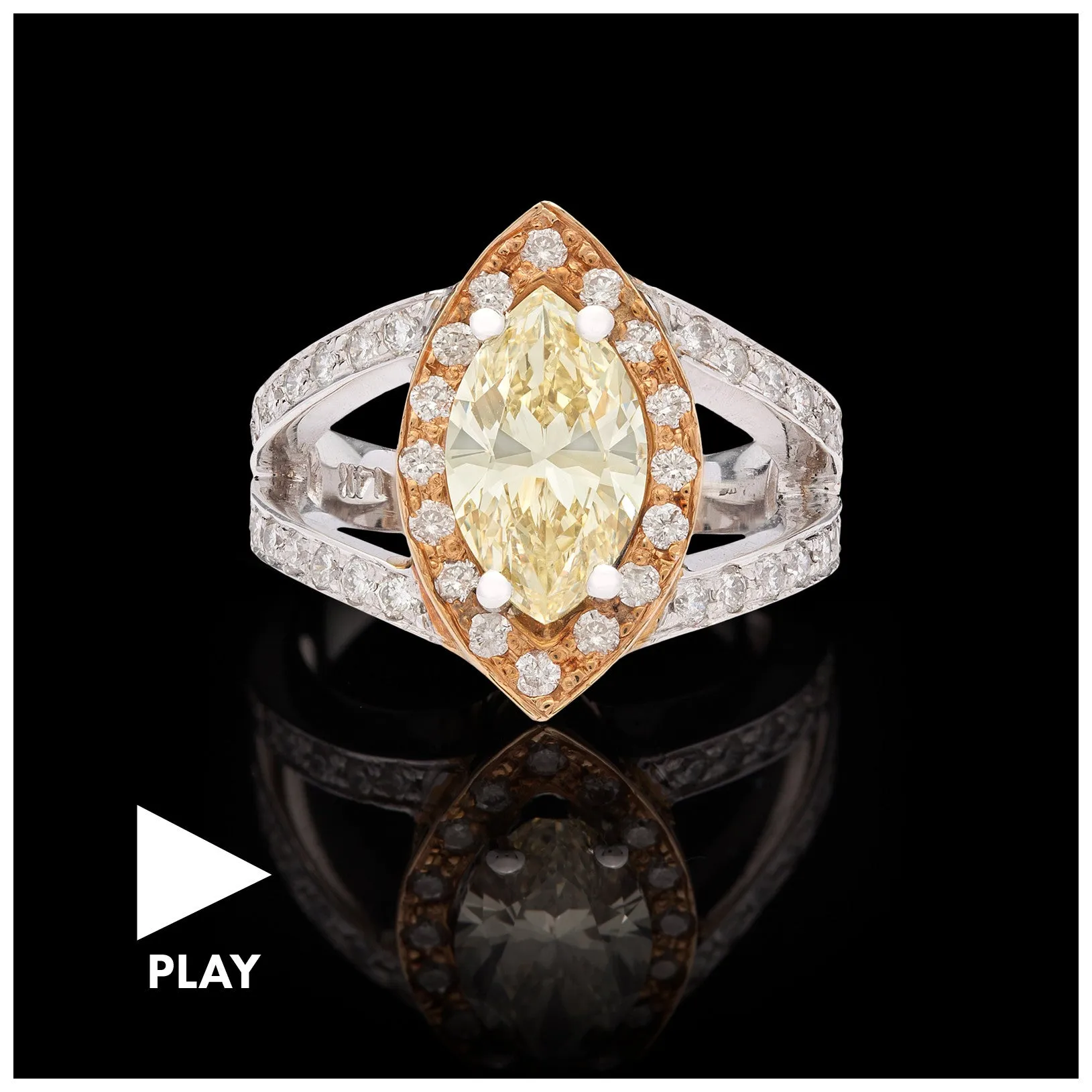 Fancy Yellow 2.01 Carat Marquise Diamond Ring