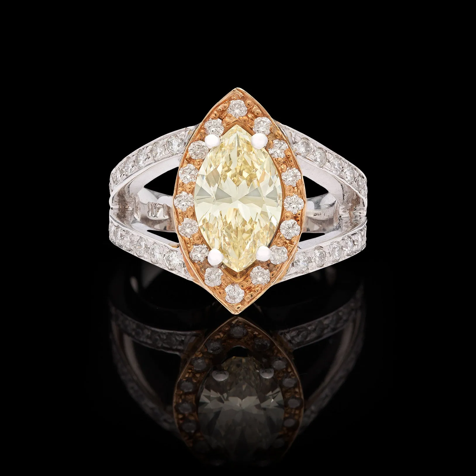 Fancy Yellow 2.01 Carat Marquise Diamond Ring