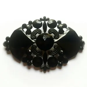 French Jet Edwardian Concave Brooch
