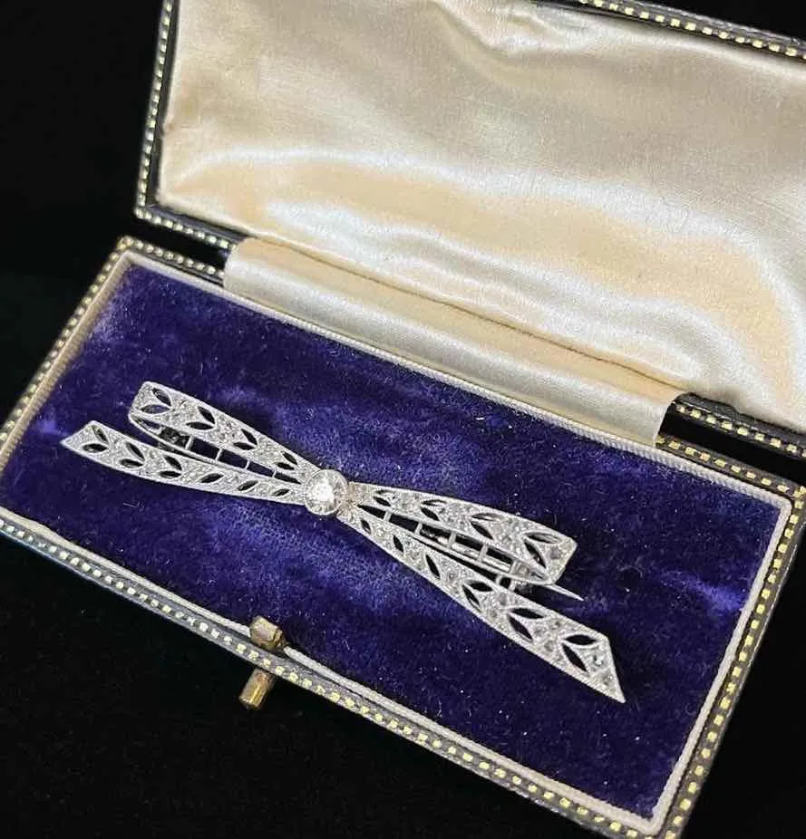 French La Belle Époque Diamond Bow Brooch