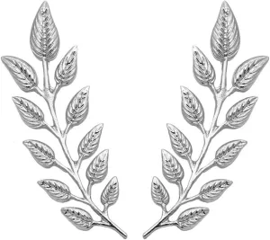 Gentlemen Suit Brooches Simple Elegant Double Leaf Collar Pin Brooch Gold Silver Plant Brooch (Silver)
