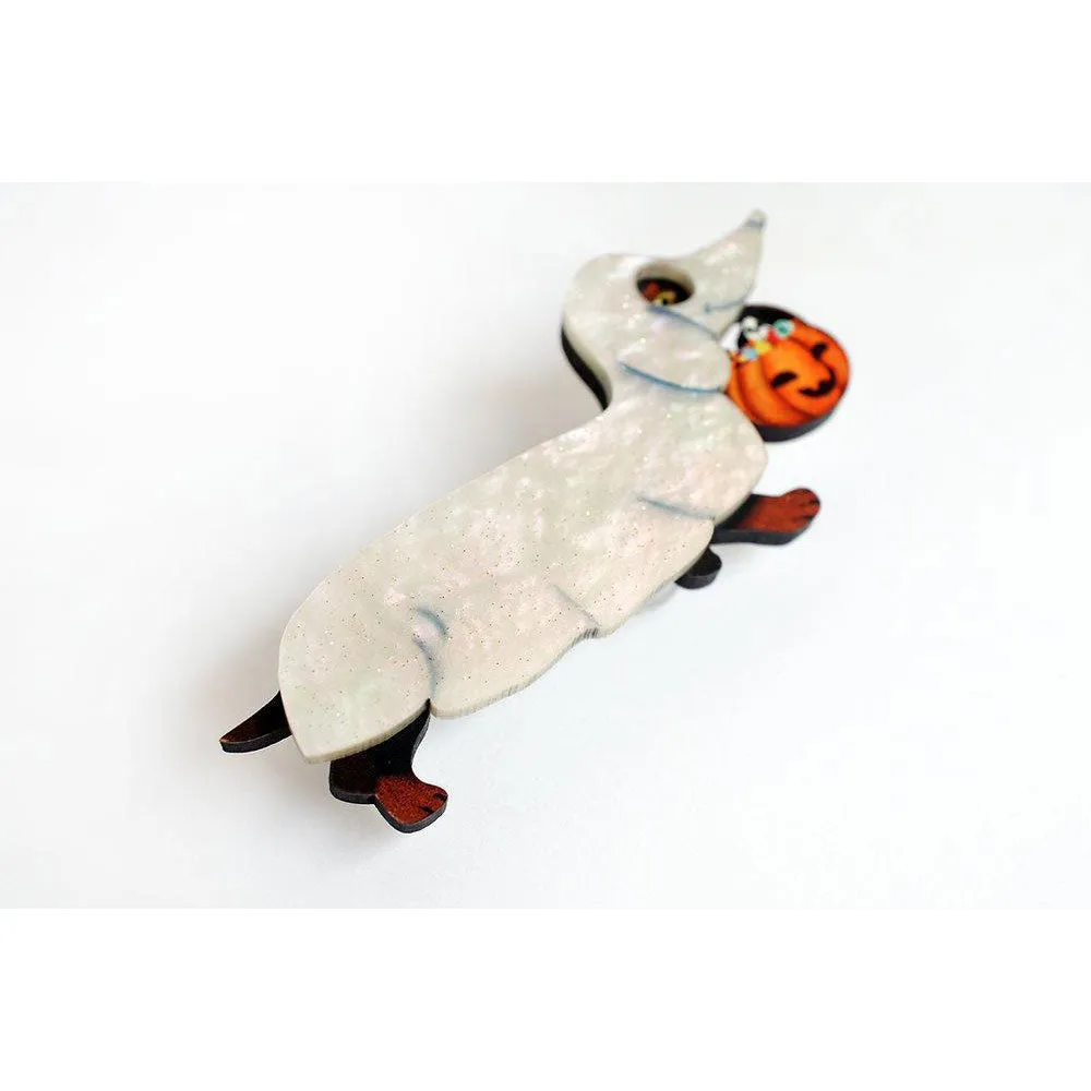 Ghost Dachshund Brooch by Laliblue