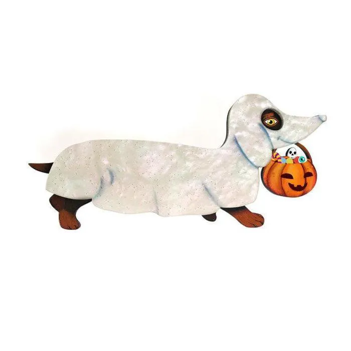 Ghost Dachshund Brooch by Laliblue