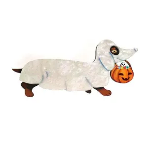 Ghost Dachshund Brooch by Laliblue