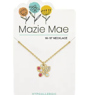 Gold Opal & Vintage Rose Butterfly Mazie Mae Necklace
