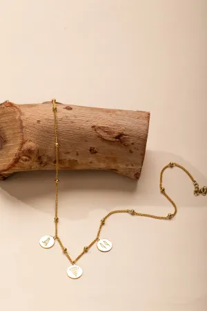 Gold-Plated Egyptian Symbols Necklace with Lotus, Horus, and Maat Pendants