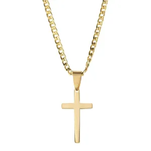 Gold Plated Stainless Steel Textured Nail Cross Necklace