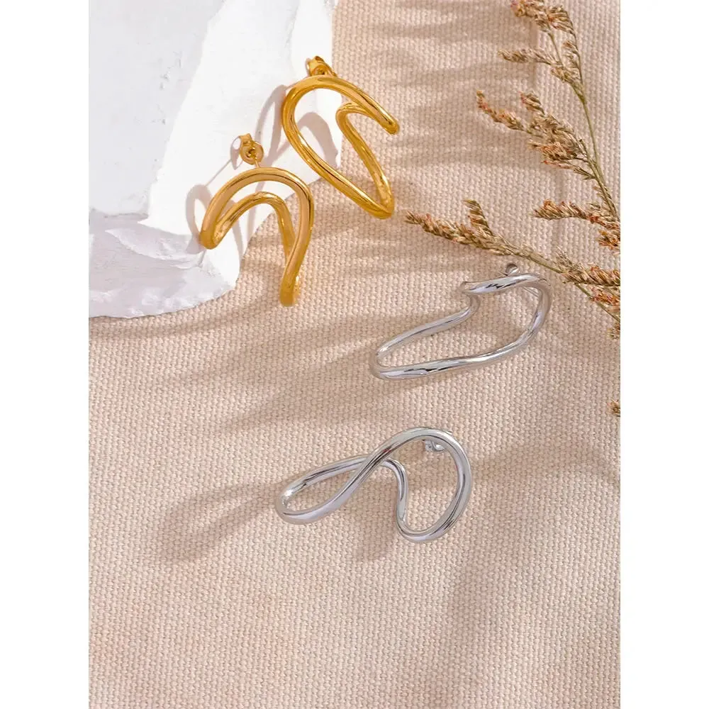 Gold Twisted Stud Earrings