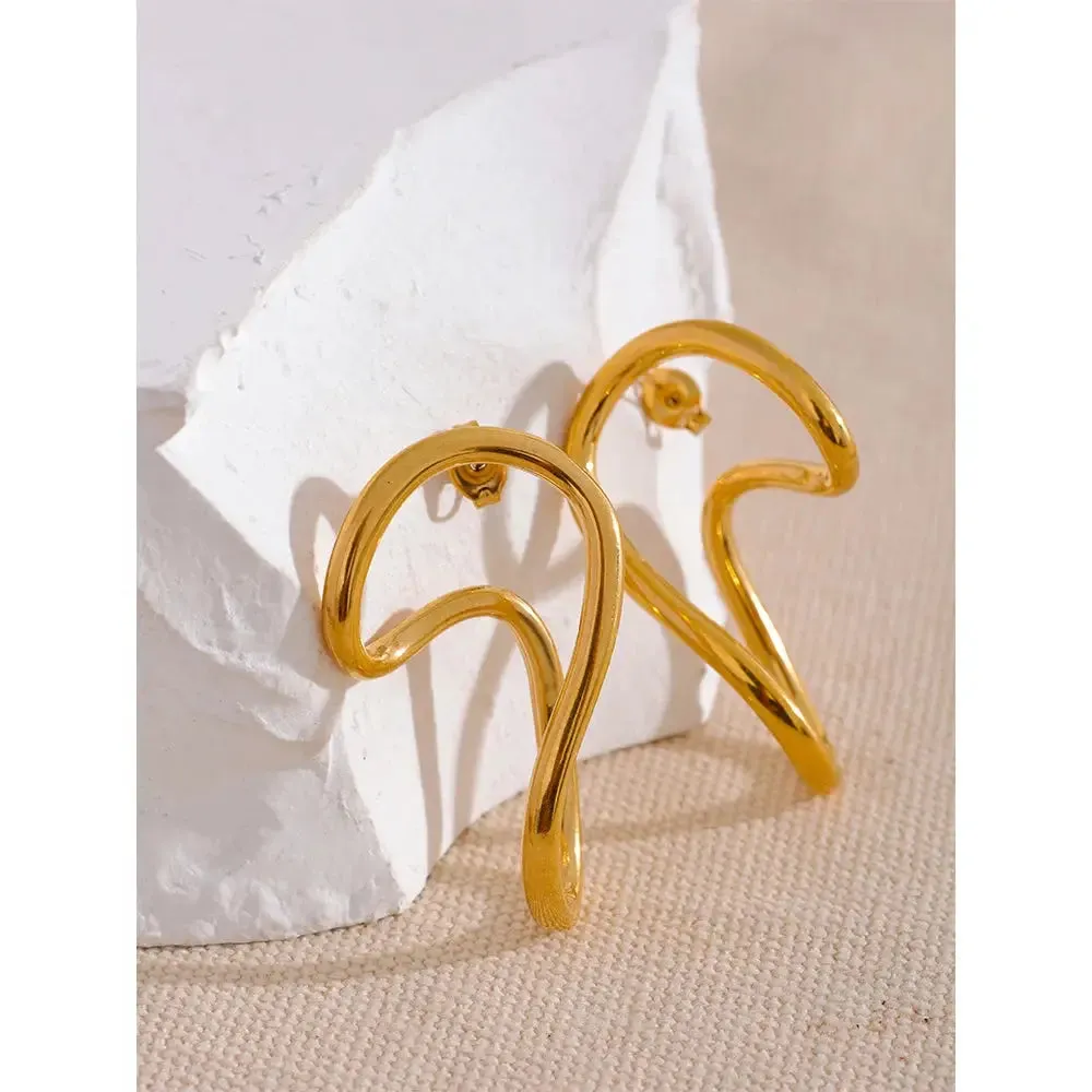 Gold Twisted Stud Earrings