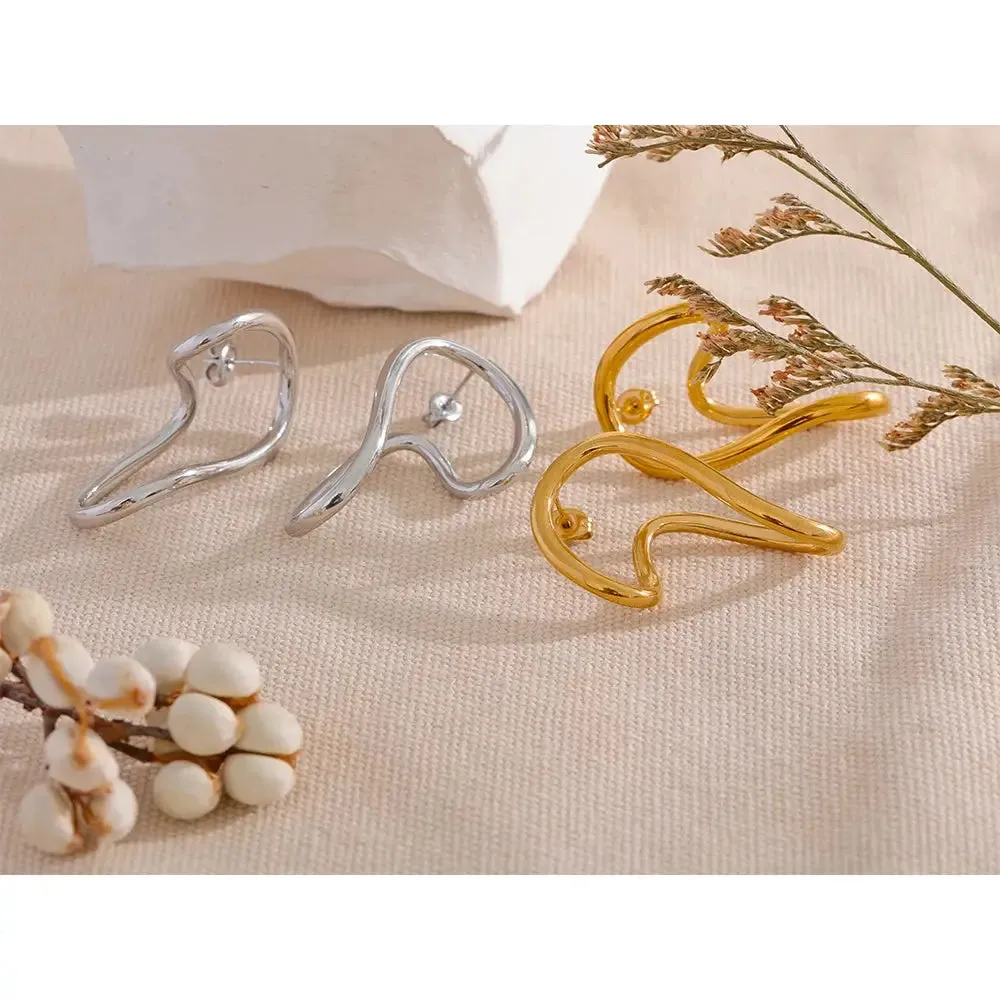 Gold Twisted Stud Earrings