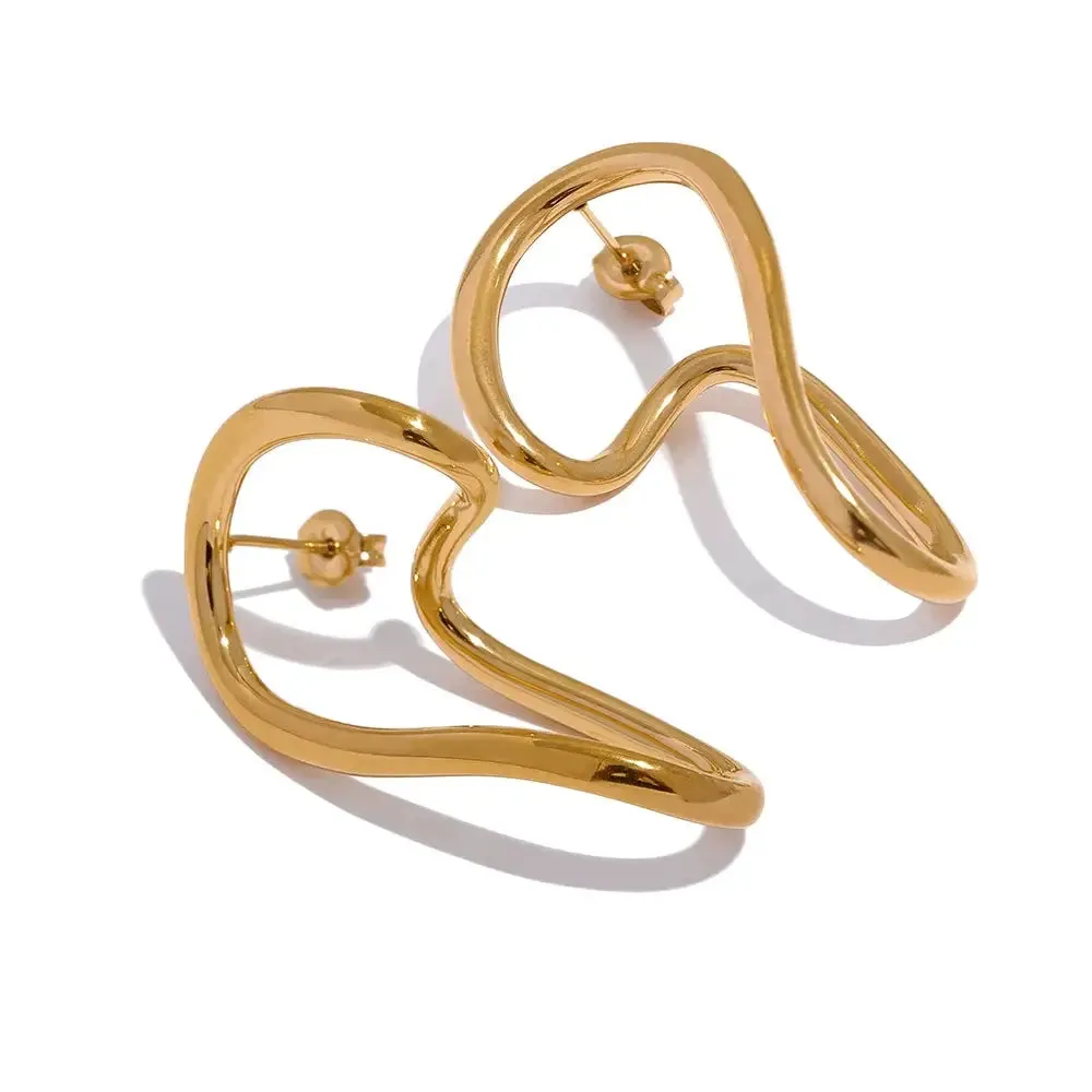 Gold Twisted Stud Earrings