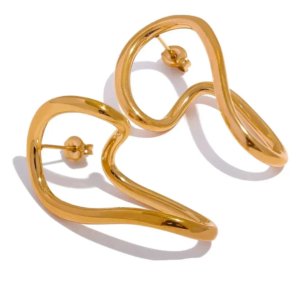 Gold Twisted Stud Earrings