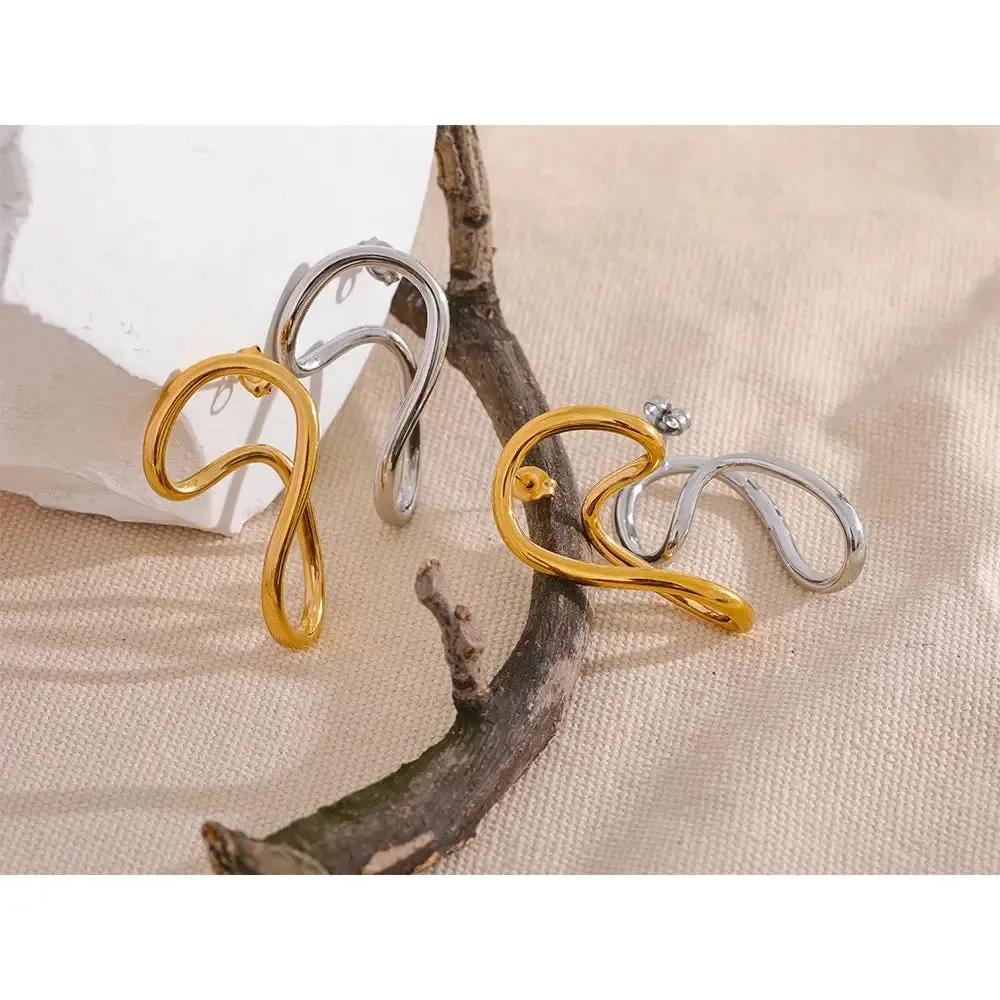 Gold Twisted Stud Earrings