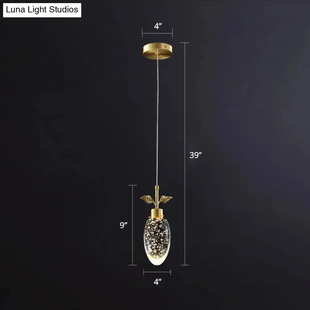 Golden LED Pendant Light with Seedy Crystal Fruit Design - Ideal for Bedroom