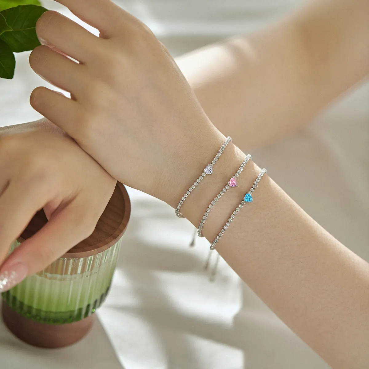 [Goodv]0.5 Carat Elegant Romantic Heart Shape Lover Bracelet