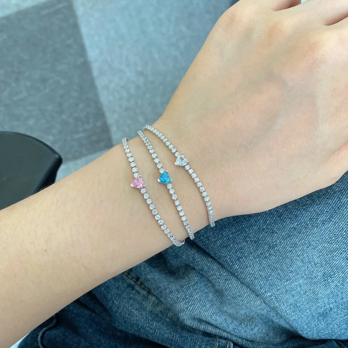 [Goodv]0.5 Carat Elegant Romantic Heart Shape Lover Bracelet