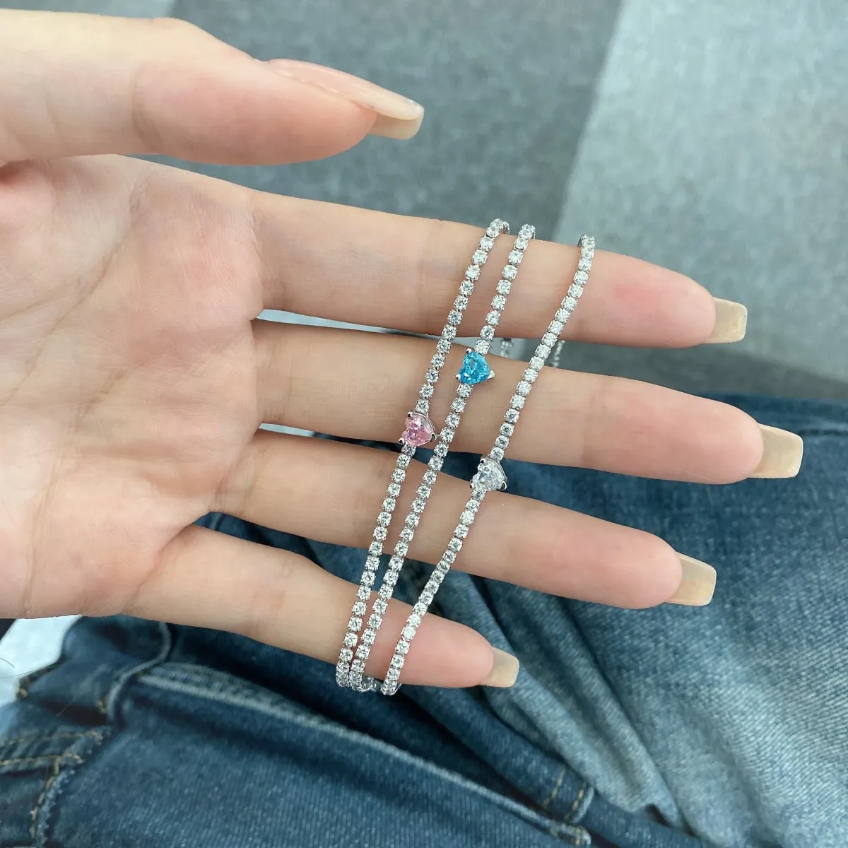 [Goodv]0.5 Carat Elegant Romantic Heart Shape Lover Bracelet