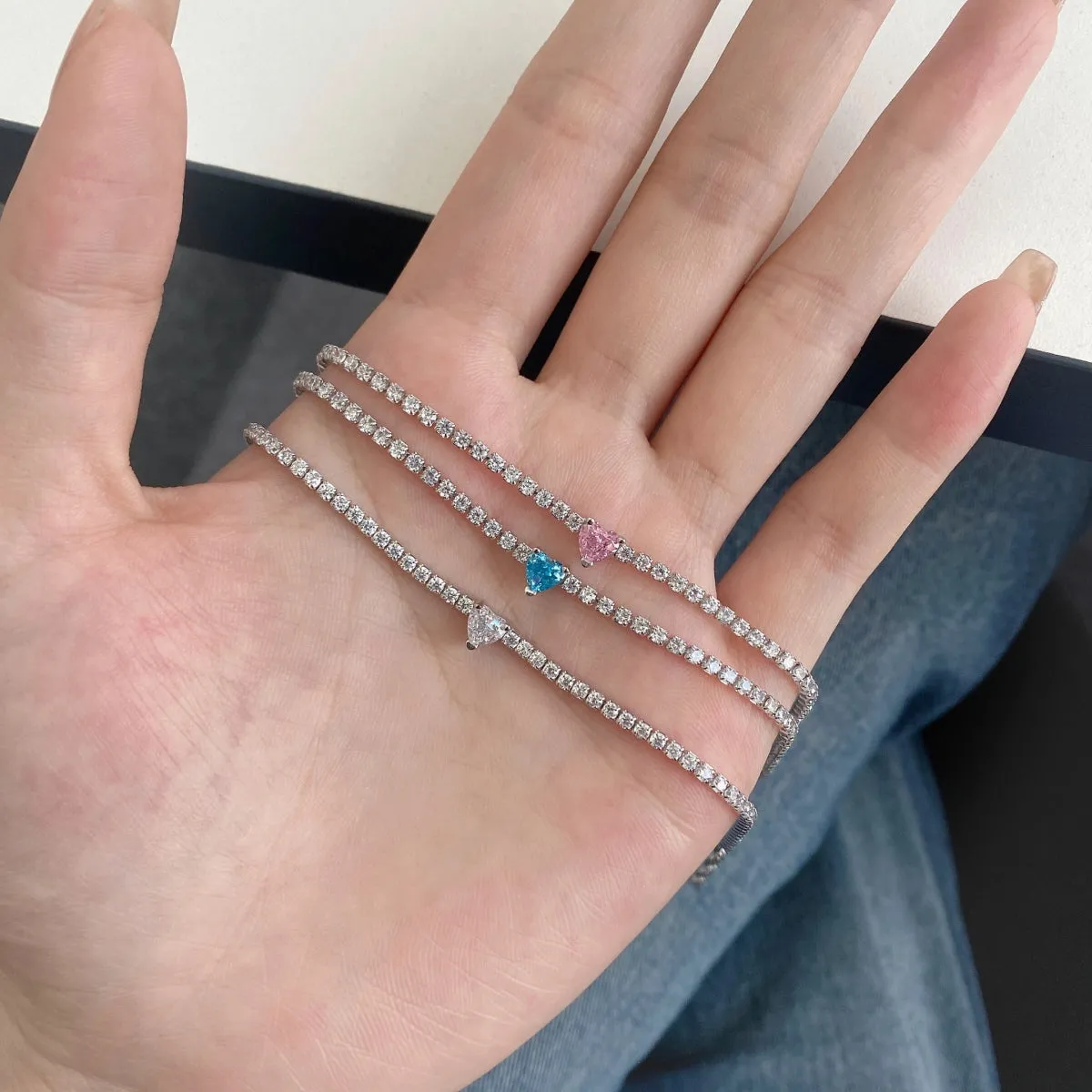 [Goodv]0.5 Carat Elegant Romantic Heart Shape Lover Bracelet