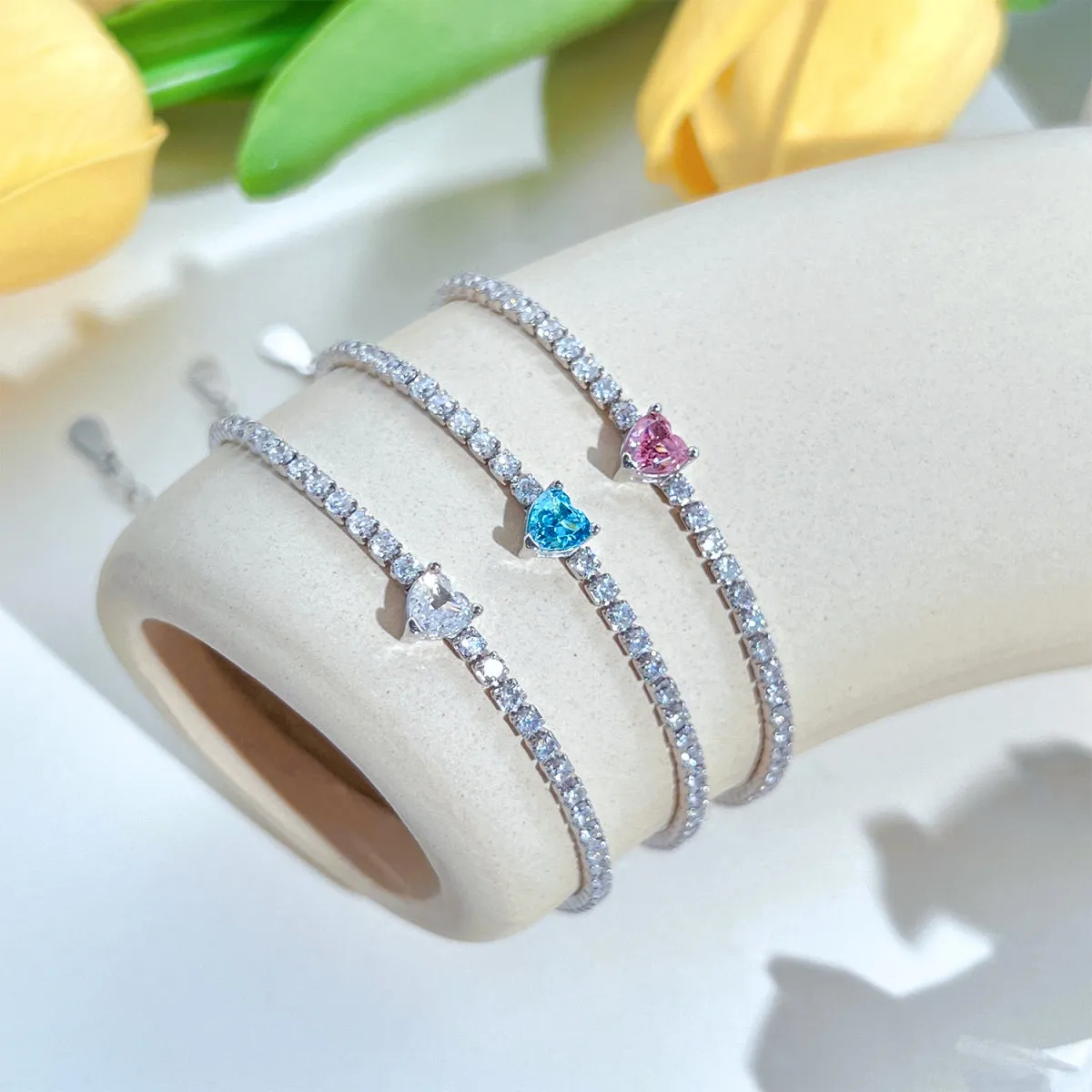 [Goodv]0.5 Carat Elegant Romantic Heart Shape Lover Bracelet