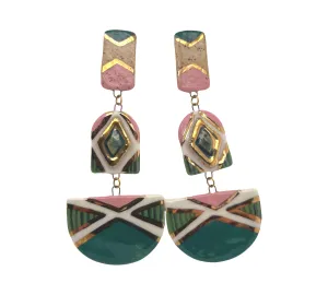 Green Three Piece Earrings