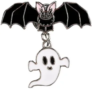 Halloween Gothic Bat Ghost Pumpkin Brooches Pins Punk Black Bat Smile Pumpkin Lapel Pin Hippie Clothes Bag Hat Decor Badges
