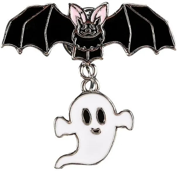 Halloween Gothic Bat Ghost Pumpkin Brooches Pins Punk Black Bat Smile Pumpkin Lapel Pin Hippie Clothes Bag Hat Decor Badges