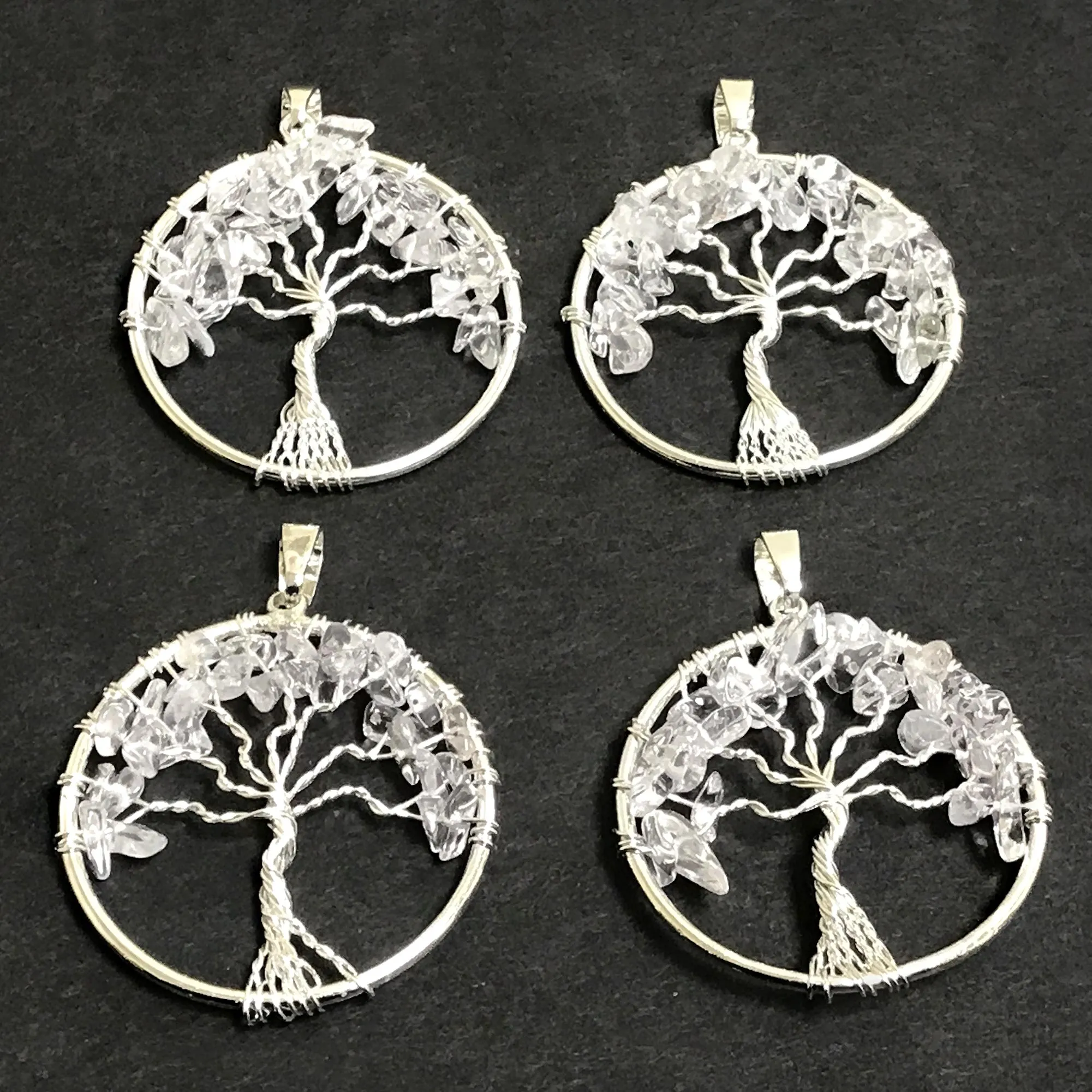 Handmade Tree of Life Wire Wrapped Clear Quartz Pendant