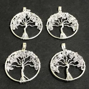 Handmade Tree of Life Wire Wrapped Clear Quartz Pendant