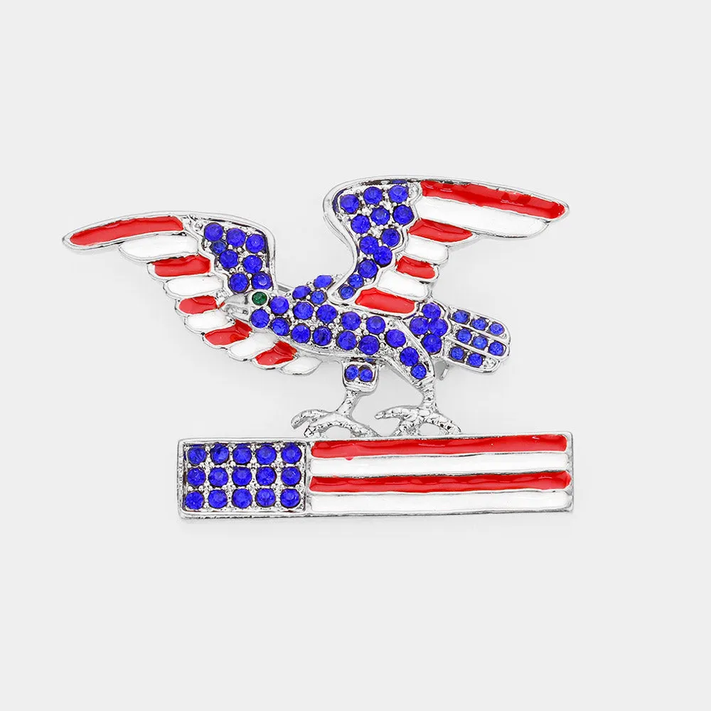 iLLASPARKZ Enamel American USA Flag Eagle Pin Brooch