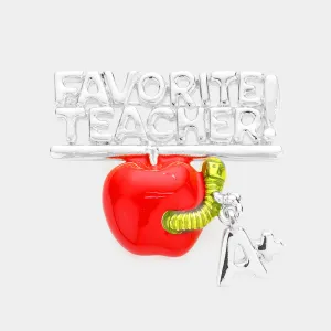iLLASPARKZ Favorite Teacher Message Enamel Apple A  Pin Brooch