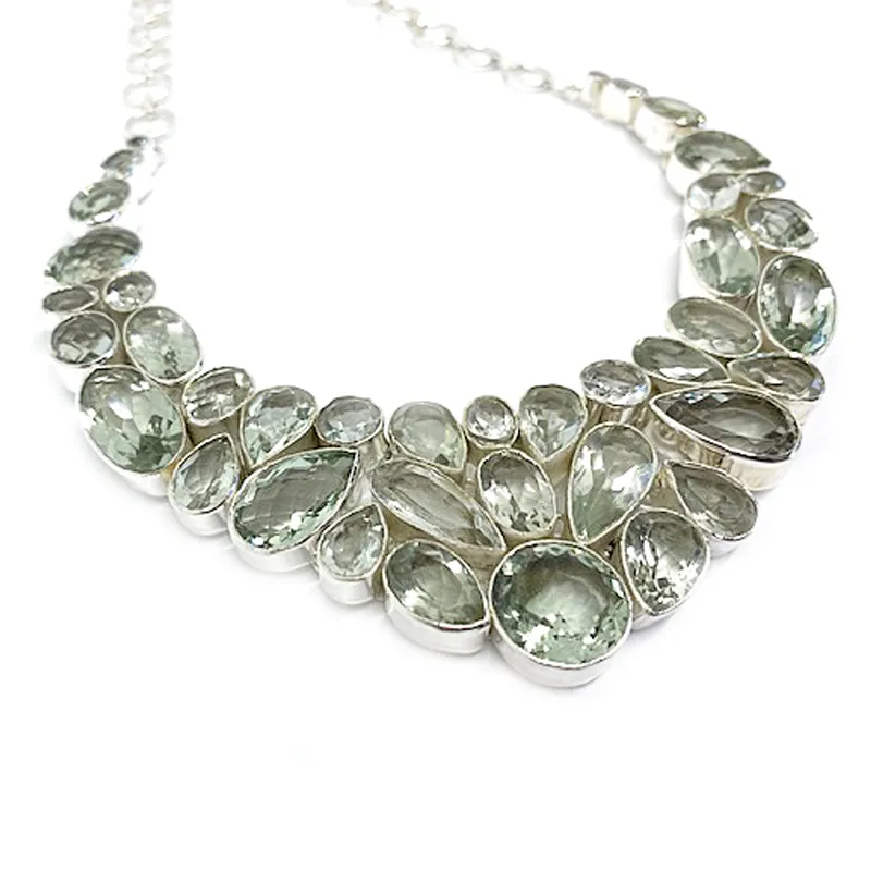 Indira Green Amethyst Silver Necklace