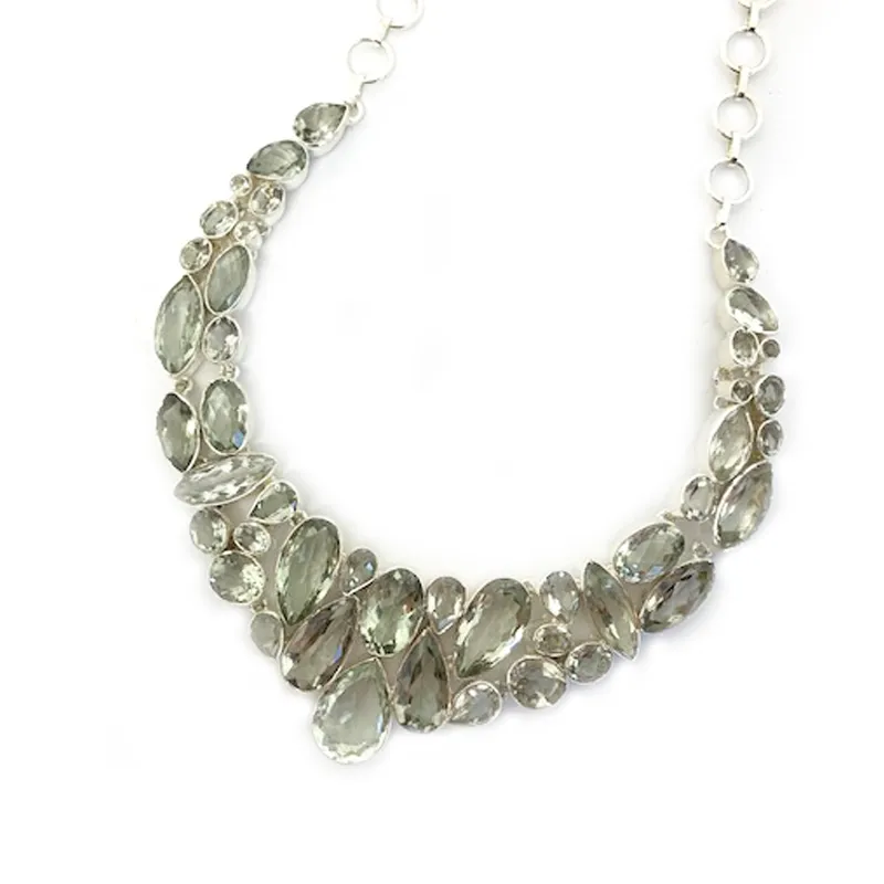 Indira Green Amethyst Silver Necklace