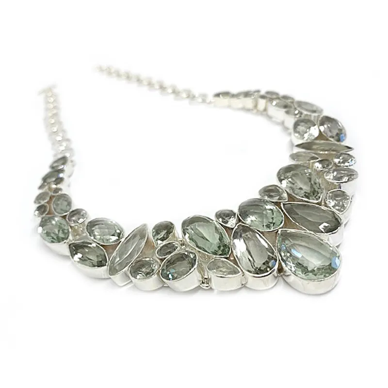 Indira Green Amethyst Silver Necklace