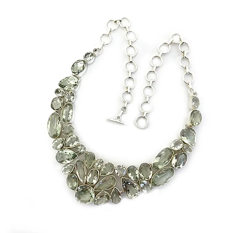 Indira Green Amethyst Silver Necklace