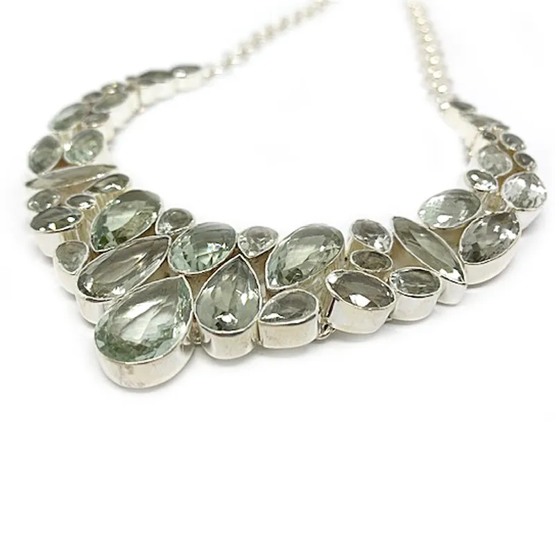 Indira Green Amethyst Silver Necklace