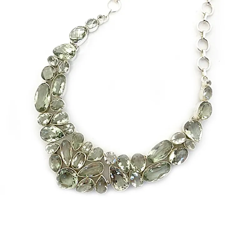 Indira Green Amethyst Silver Necklace