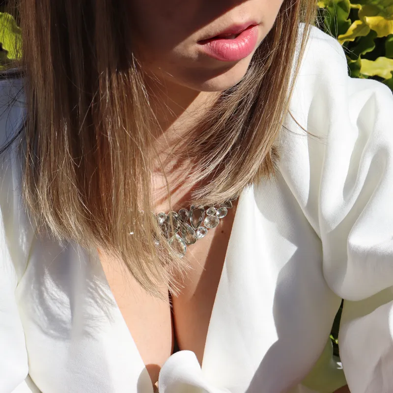 Indira Green Amethyst Silver Necklace