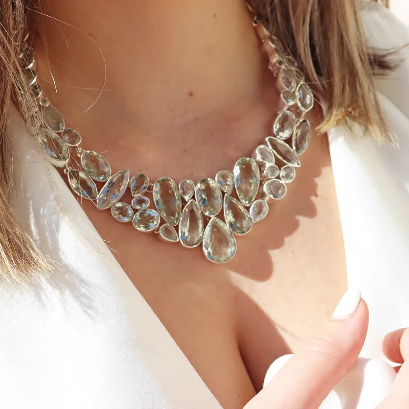 Indira Green Amethyst Silver Necklace