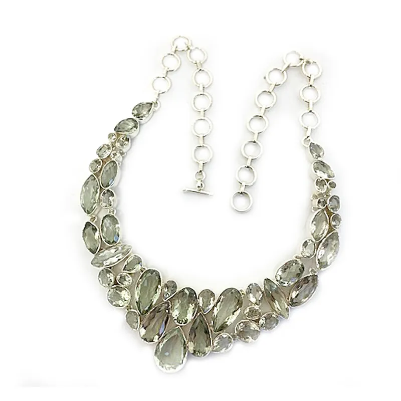 Indira Green Amethyst Silver Necklace