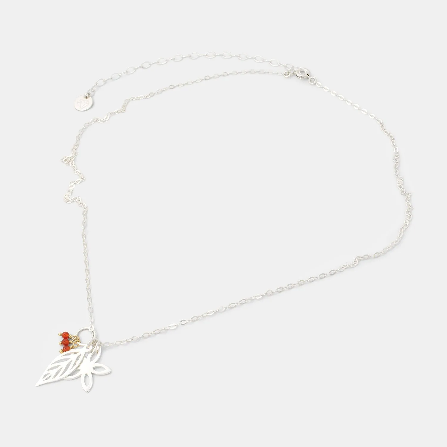 Jasmine, Leaf & Carnelian Cluster Necklace