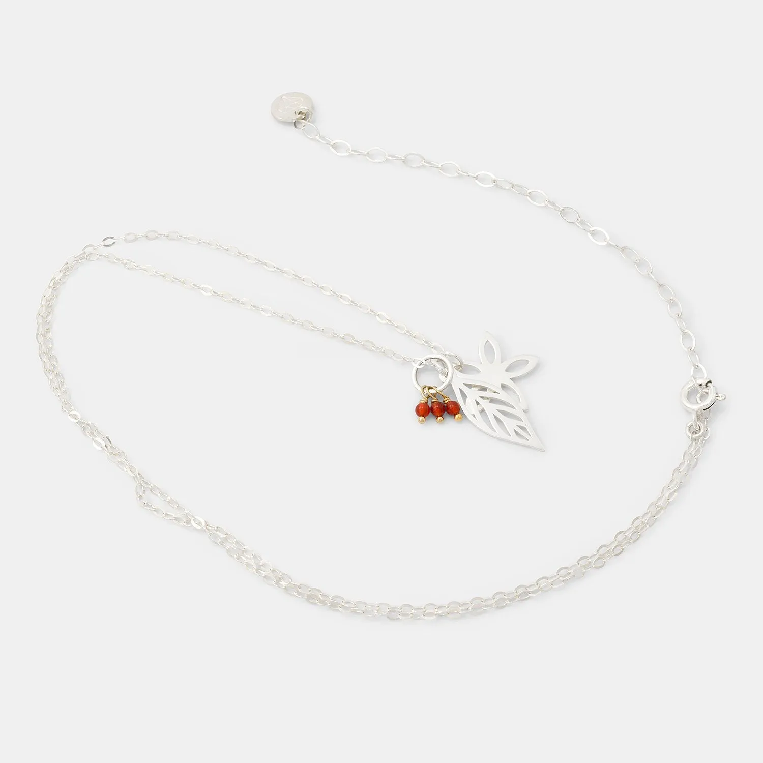 Jasmine, Leaf & Carnelian Cluster Necklace