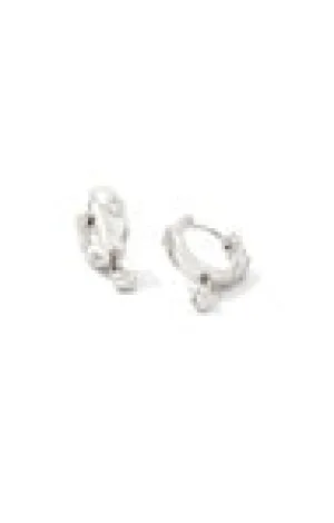 JOELLE HUGGIE EARRINGS RHODIUM WHITE CRYSTAL