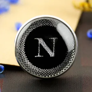 Kavove Alphabet 'N' Black Colour Lapel Pin