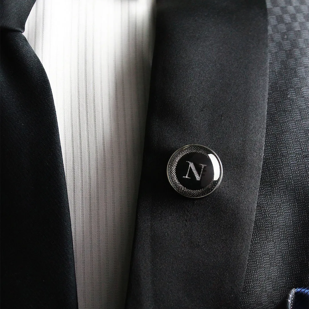 Kavove Alphabet 'N' Black Colour Lapel Pin