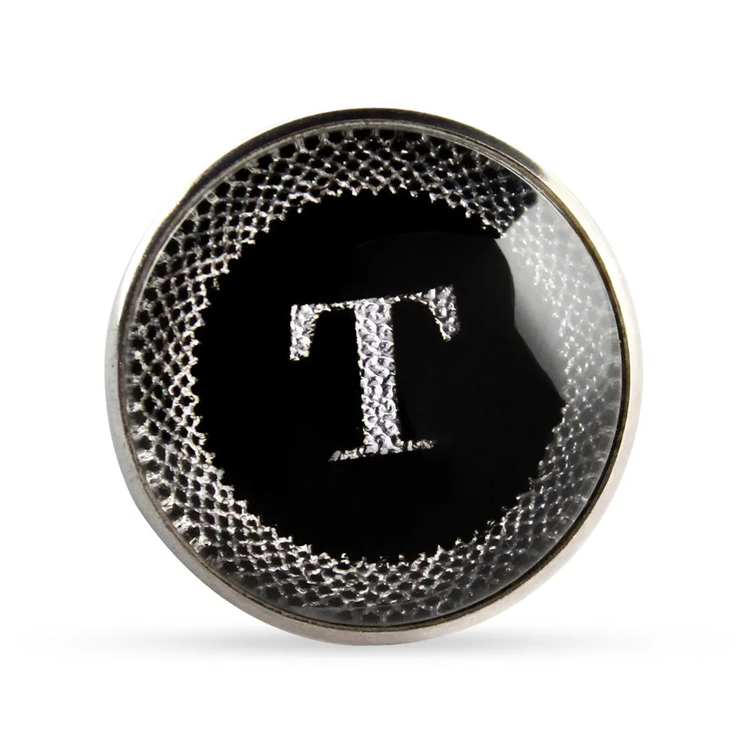 Kavove Alphabet 'T' Black Colour Lapel Pin