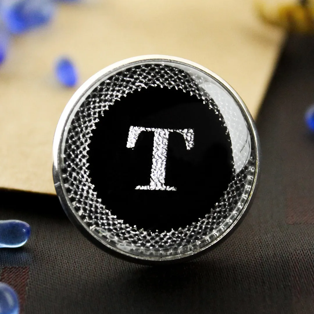Kavove Alphabet 'T' Black Colour Lapel Pin
