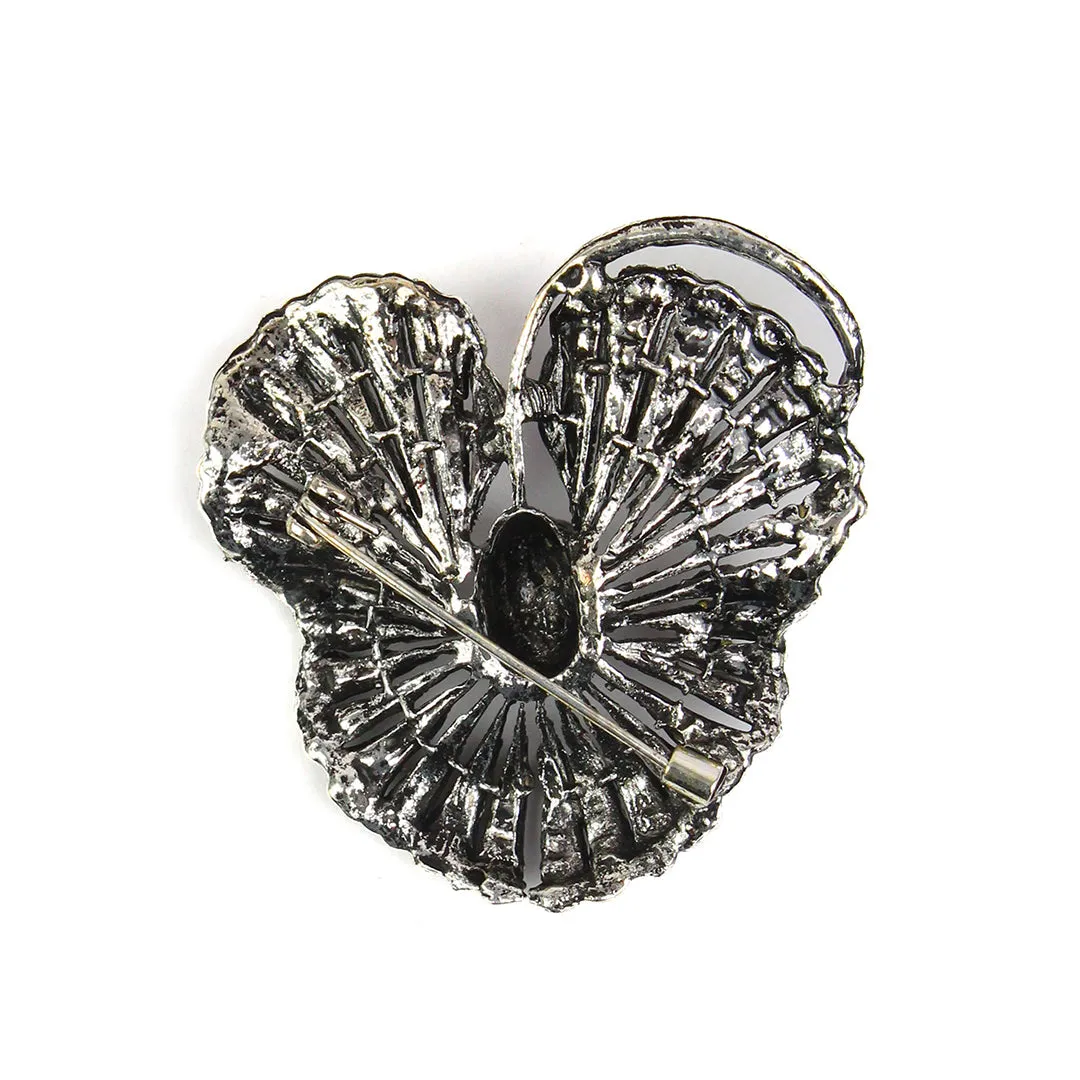 Kavove Petal Pearl Hibiscus Black Colour Brooch